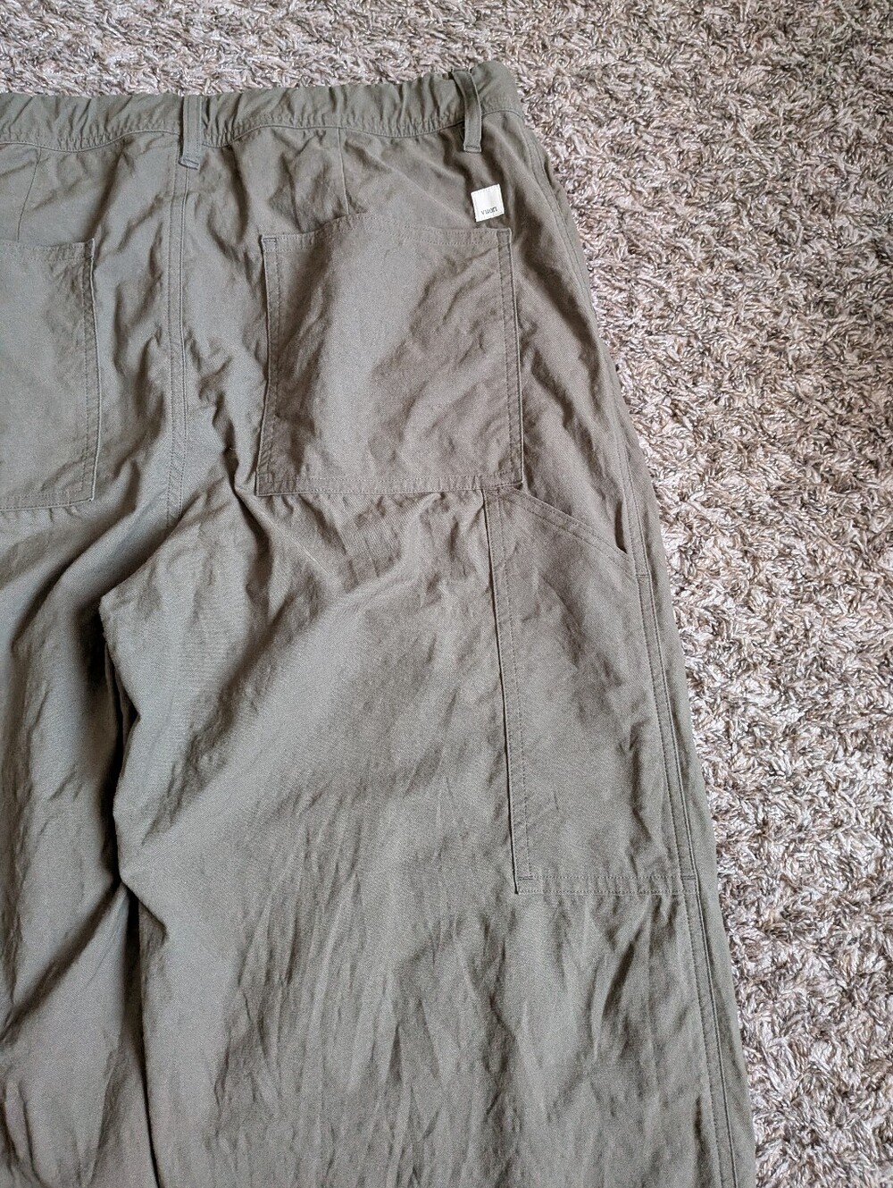 Vuori Green Cotton Blend Wide Leg 35" High Rise Carpenter Pants Women's L - Picture 10 of 10
